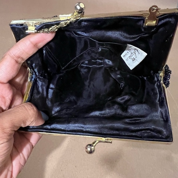 Vintage La Regale navy blue beaded evening bag converts to dressy clutch purse - Picture 4 of 9
